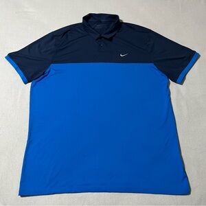 Nike Golf Blue Color Block Short Sleeve Standard Fit Golf Polo Size XL